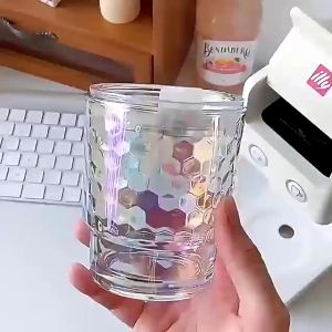 Transparent Bubble Tea Cup 420ml Glass Cup With Lid and Straw Juice Glass Beer Can Milk Mocha Cups