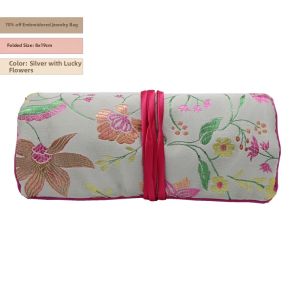 Classical Style Silk Storage Bag for Jewelry Rings Bracelets Earrings Travel Carry on Foldable Zipper Closure 2 Layer Bag