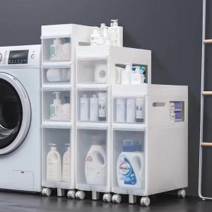 Toilet Cabinet Shelf Toilet Floor Trolley Waterproof Narrow Storage Cabinet Toilet Organizer Storage Fantastic Multi-Layer Floor Cabinet