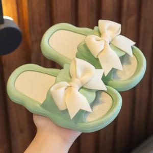 Childrens Indoor Outdoor Slip-resistant Soft-sole Butterfly Knot Cute Summer Slippers Girls Cotton Slippers Anti-slip PVC
