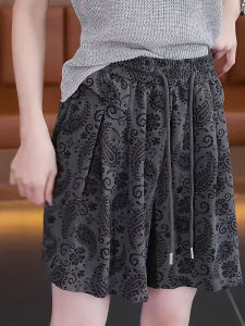 MEITESIJIAONU | Casual Loose A-Line Shorts Ice Silk Cashew Flower Print