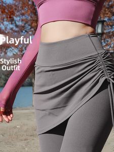 Tagkita | Slim Fit Anti-Embarrassment Yoga Leggings Pant-skirt Design High-Waisted Tummy Control Fitness Pants