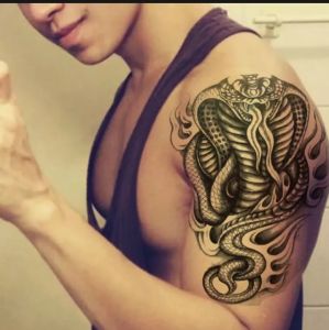 Tato Temporer Tattoo Temporary Motif Ular Cobra Hitam TBX-906 Tahan Air