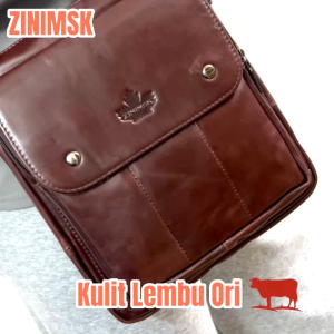 Ready Stock!! ZINIMSK 100% Cow Leather Men Shoulder Bag Sling Bag (M) Size (Kulit Asli) ZZNICK