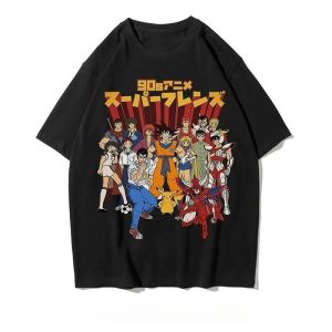 Bandai | 2026 Nostalgic Cartoon Character Dragon Ball Printed Short Sleeved T-shirt Men Retro Japanese Anime T-shirt Trend Loose Student