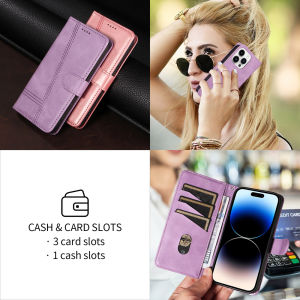 Wallet Case for Samsung Galaxy A07 A17 A06 A16 A55 A15 A35 A25 A05 A05S A24 A23 A33 A34 A54 A73 A53 A14 A13 4G 5G Leather Card Holder Shatterproof Luxury Line Phone Cover