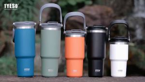 SG STOCK 900ml Tyeso Tumbler With Handle Portable Thermal Flask Stainless Steel Water Bottle Vacuum Thermos Coffee Cup