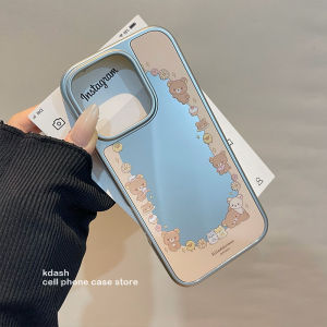 Korean Style Bear Butter Mirror Phone Case Cute Full Cover for Apple Huawei Xiaomi Honor 200 iPhone 16 pro Max 15 pro 14 pro New Model 13 pro Women Pura 70