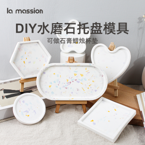 Homemade Terrazzo Geometric Silicone Mold Aromatherapy Candle Coaster Holiday Handmade Epoxy Gypsum Cement Tray