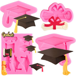 Graduation Silicone Mold Graduation Cap Diploma Chocolate Fondant Candy Cake Decoration Cupcake Topper for Grad Party Supplies