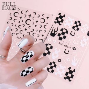 [FashionLife1] Nail Sticker Nail Art Stickers Black and White Waterproof 美甲贴纸指甲贴纸黑白艺术
