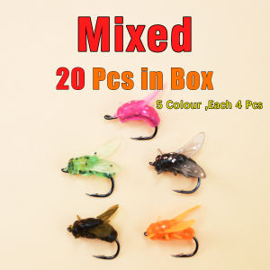 Topranc 20Pcs/ Box Bionic Fly Fishing Soft Bait with Hook Fly Hook False Bait Lure Bait Artificial Insect Bait Suitable for Carp