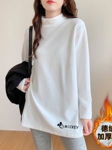 Half Turtleneck Bottoming Shirt Womens Inner Wear Fall and Winter Plus Size Plus Size Ladies Dralon Thickened Heattech Mid Length Long Length Long Sleeves T-shirt Tops