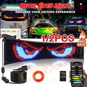 Demon Eyes Car LED Logo APP LED Matrix Pixel Panel Night Light DIY Programmable Flexible LED Display for Car Truck Accessories