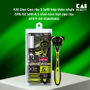 Dao Cạo Râu 5 Lưỡi Kép Kai Xfit ( 01321 - Set gồm 1 Thân + 2 Dao + 1 Tạo Bọt Mini )