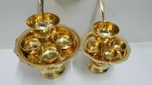 Brass ชุดถวายข้าวพระ SET1249 ชุดโตก 7 นิ้ว 3.5 นิ้วรวมทัพพี 3 ใบ ชุดขนาด 3.5 นิ้ว จอก 2 นิ้ว