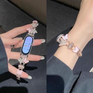 Shining Butterfly Ceramic Sport Smartwatch Band Universal for Xiaomi Mi Band 10 9 8 7 6 5 4 3 Special Edition Womens Accessory