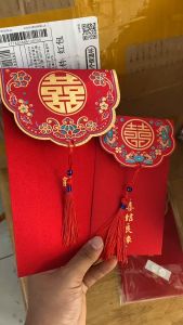 ซองแดง แต๊ะเอีย อั่งเปา สีแดง สําหรับตรุษจีน พู่ ถุงนําโชค กระเป๋าแต่งงาน ซองสีแดง ของขวัญที่ดีที่สุด ซองสีแดง