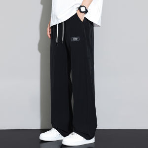 Quần Dài Ice Silk Dáng Rộng Thoải Mái Cho Nam Mùa Hè 2025 Quần Thể Thao Ống Đứng Thường Ngày Cho Nam Thương Hiệu Thời Trang
