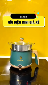 Nồi lẩu mini đa năng ca nấu mì 2 tầng tặng giá hấp nướng luộc chiên chống dính
