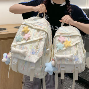 Cute Summer Backpack for Girls High Aesthetic INS Style Lightweight Large Capacity Double Shoulder Bag Ideal for Campus
