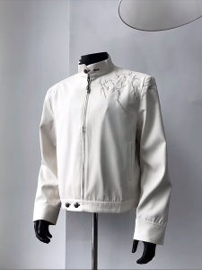 Spiky Design Short Shoulder Pad Baseball Jacket