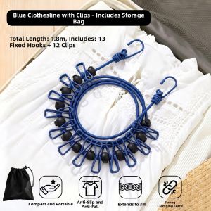 KEKESHANGJIA | Portable Travel Clothesline With Clips