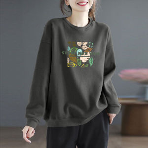 Big Sale Leak Detection ~ Brand Discount Womens Clothing Withdraw Pure Cotton Gray Sweater Outwear round Neck Long Sleeves Autumn Tops