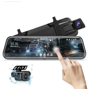 10-Inch Touch Screen Car Mirror Dash Cam - Front and Rear Camera DVR Video Recorder with Black Box Function Car Accessories