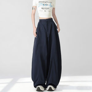 XINGJUSHE | Blue Spring-Summer Stylish High-Waist Loose Culottes Work Pants