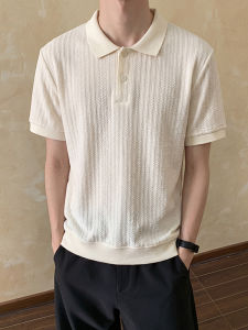 CHENMU | Retro Style Texture Polo Shirt Short Sleeve