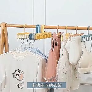 9 Holes Magic Clothes Hanger Multi-function Folding Hanger Rotating Clothes Hanger Wardrobe Drying Clothes Hanger Home Organizer Magic Hanger Multi-Functional Space Saving Folding Clothes Hanger w/ Nine Hole