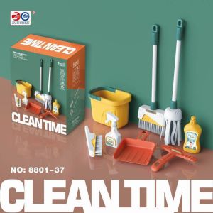 8Pcs Kid Pretend Play Clean Set Pretend Play Kids Cleaning Toys Home Cleaning Broom Brush Toy