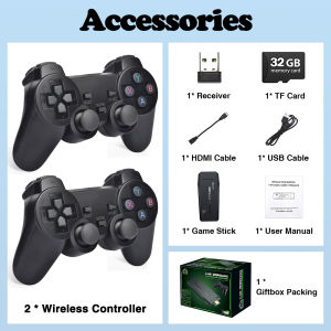 M8 Game Console Built-in 20000 + 64GB Two-person Wireless Controller 2.4G Stick 4K HD PS1 GBA Video Childrens Christmas Gift