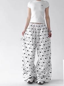MUYUZI | Trendy Long Wide Leg Pants for Women Casual Loose White