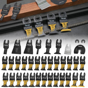 TOLESA 36PCS Arc Edge Oscillating Saw Blades Set Japanese Tooth Oscillating Multitool Blades Titanium Coated for Wood Metal Cut