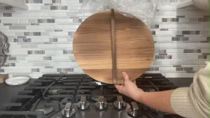 Wooden Wok Cover 32/36cm Round Natural Lid Wood Baking Pot Lids Cover Kitchen Tool