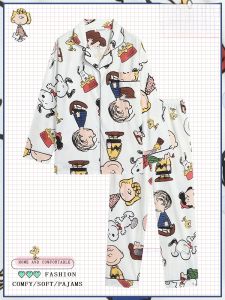 Pure Cotton Snoopy Charlie Couple Sleepwear Long Sleeve Home Clothes Womens Style Spring Autumn Cartoon Print Comfortable Pajamas