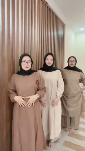 MADHARSHOP Zhea Set Setelan Tunik + Celana Kulot Jumbo Wanita Bahan Katun Linen Rami Fashion Muslim