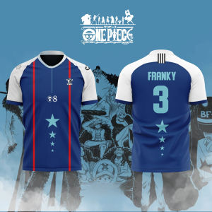Bandai | 2026 One Piece Anime FRANKY NO.3 3D Print Football Jersey for Mens Tshirt Summer Sports Shirt Casual Tees Kids/Adult Breathable