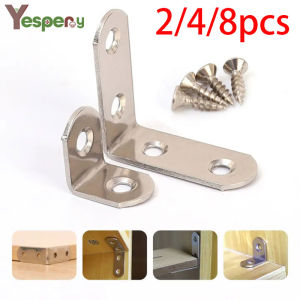 YESPERY 2/4/8PCS Stainless Steel 90 Degree Angle Bracket Corner Brackets Joint Bracket Fastener Furniture Door Cabinet Screens Wall with Screws