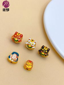 High Color Retention Alluvial Gold Enamel Lucky Cat Bracelet DIY Accessories Beads Accessories Beaded Bracelet Accessories Hand Woven