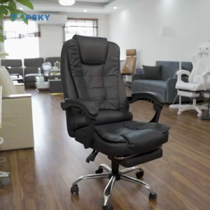 Ghế văn phòng kèm massage lưng bọc da PU có gác chân ngả lưng 135 độ