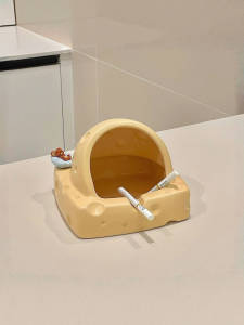 Hộp Đựng Khăn Giấy Bằng Gốm Sứ Cat And Mouse Cheese Ashtray Màn Hình Chống Bụi Cho Gia Đình Thiết Kế Sáng Tạo Hộp Đựng Xà Phòng