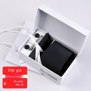 Men Black Tie Pocket Square Suit Gift Box Knot-Free Formal Wear for Boyfriend Professional Birthday Gift Trendy Hand-Beating