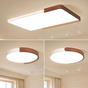 HUIPU ZHAOMING | Elegant Minimalist Protective Eye Walnut Finish Living Room Ceiling Light