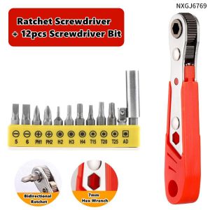 Magnetic Driving Ratchet Wrench Screwdriver with Bits Socket 36 Tooth Quick Ratche Wrench L-Shaped Tools for Tight Space Repairs