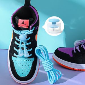 1 Pair Elastic Lazy Laces For Sneakers Snap Lock Shoelaces Without Ties Suitable For Children And Adults Round Shoelace Artifact