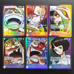 Bandai | 6Pcs One Piece Japanese Anime Collection Card OPCG Monkey D.Luffy Lim Nico Robin Marshall D.Teach Buggy Shanks Game Cards Toys