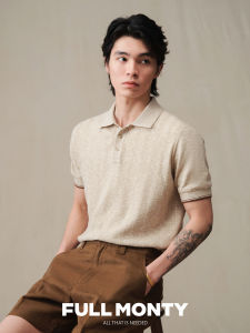 Mens Color-block Polo-neck Striped Linen T-Shirt